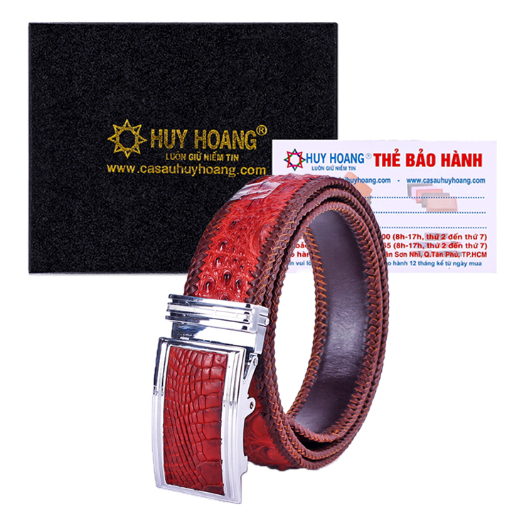 Thắt lưng nam da cá sấu đan viền 4P gai màu đen, nâu đất, nâu đỏ, vàng bò HP4701-02-03-04