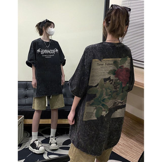 FOCUS local brand Áo thun thời trang nữ vintage đen oversize tee unisex 100%cotton