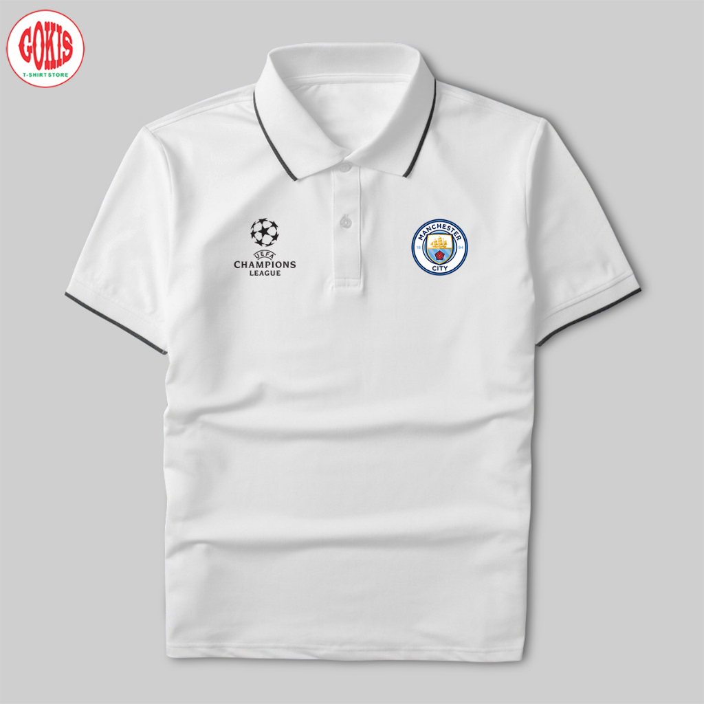 Áo polo Manchester City vải polo cá sấu không xù lông - Áo thun nam có cổ in logo CLB đầy đủ size Gokis shop