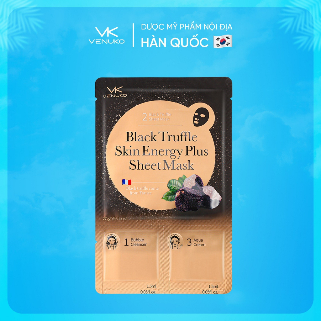 Mặt nạ 3 bước thải độc Venuko Back Truffle Skin Energy Sheet Mask 30ml