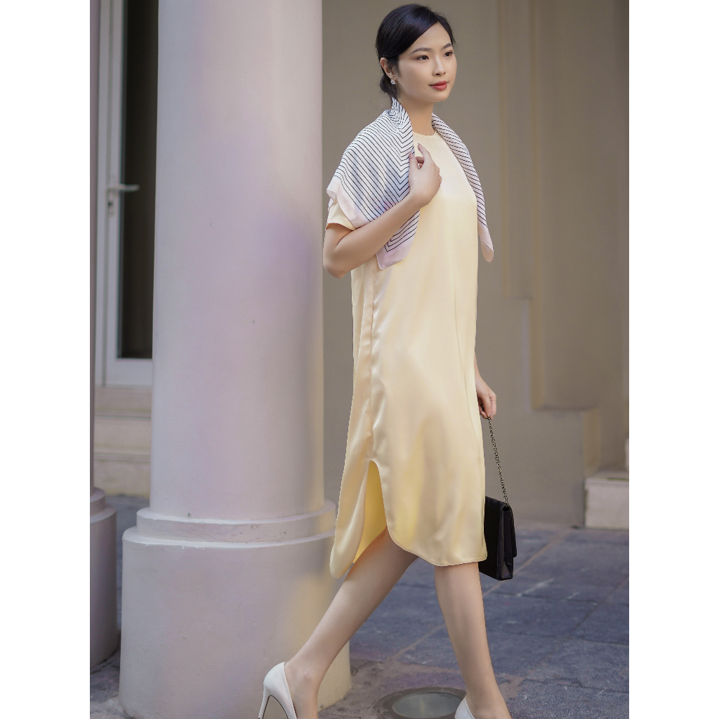 Đầm lụa dáng sơmi Mauve Casual dress