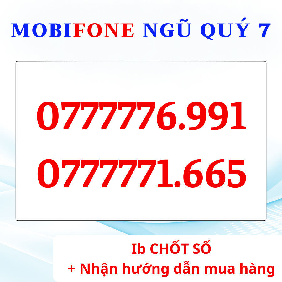 Sim Mobi số đẹp, Sim mobi vip đầu ngũ quý 77777, Đầu mobifone 07, Đuôi sim hợp phong thủy {ĐK chính chủ + ESIM: FREE}