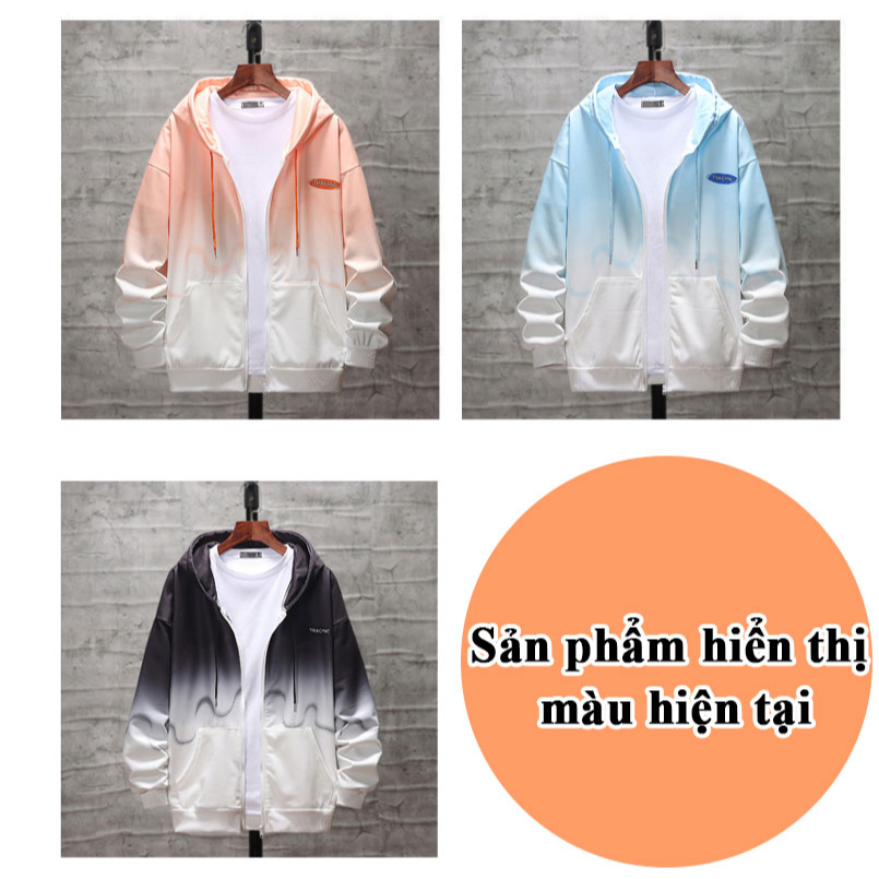 Áo khoác hoodie zip Áo Khoác Bóng Chày Màu Gradien mũ Unisex Form Rộng Phong Cách Đường Phố Hàn Quốc Cá Tính