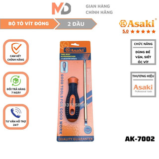 Tô vít 2 đầu cán cao su chống trượt 6x150mm Asaki AK-7002 thép hợp kim vô cùng bền chắc, vặn , siết ốc vít bằng tay