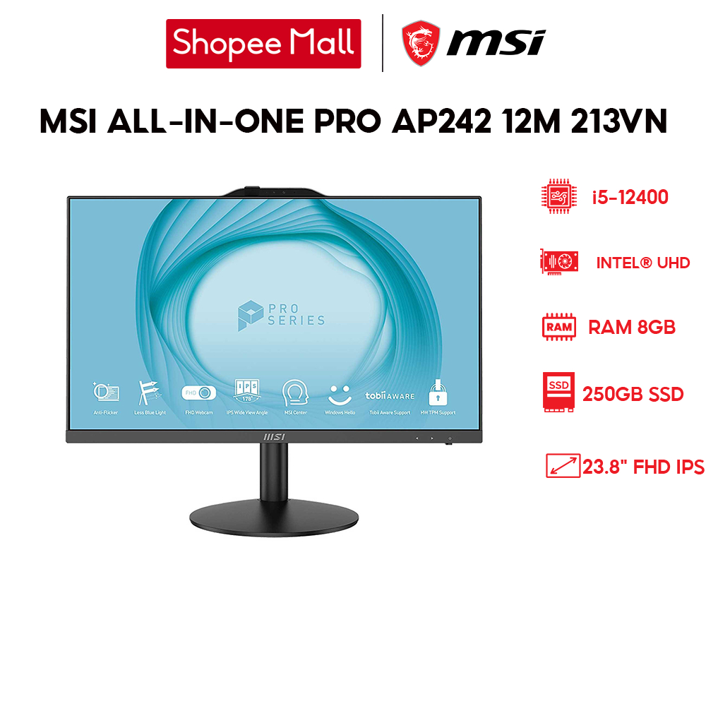 PC MSI All-in-One Pro AP242 12M 213VN (i5-12400 | 8GB | 250GB | 23.8" IPS | Win 11)