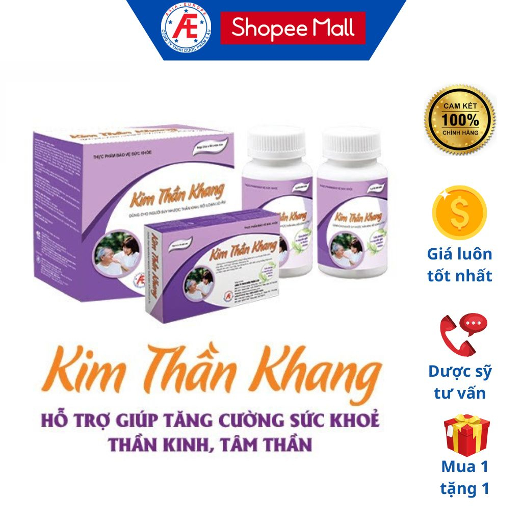 Kim Thần Khang cải thiện mất ngủ, lo âu, suy nhược thần kinh hộp 180 viên tặng 30 viên