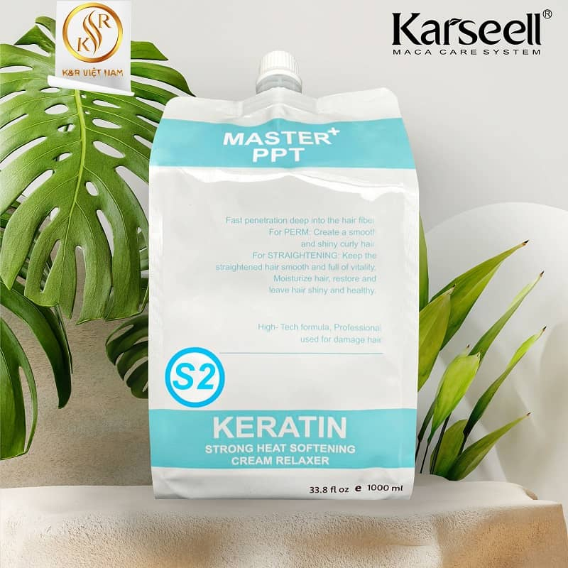 Combo Kem Uốn Ép Siêu Sóng Siêu mềm mượt, Dập Định Hình Tóc Uốn Tóc Ép Karseell Maca siêu dưỡng túi 1000ML