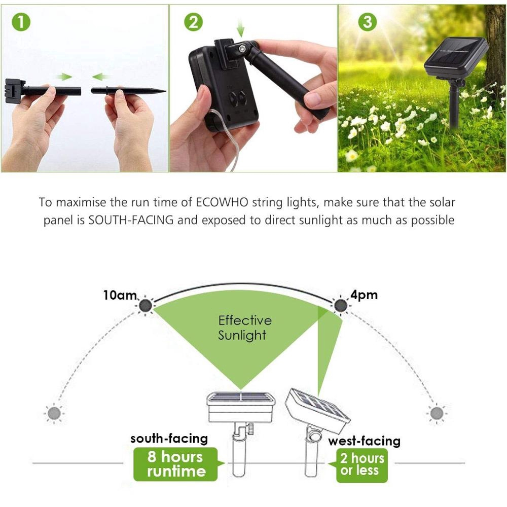 Dây Đèn Led Năng Lượng Mặt Trời 8 Chế Độ Dây Đèn Led Trang Trí Ngoài Trời Chống Nước 22M 200 Led