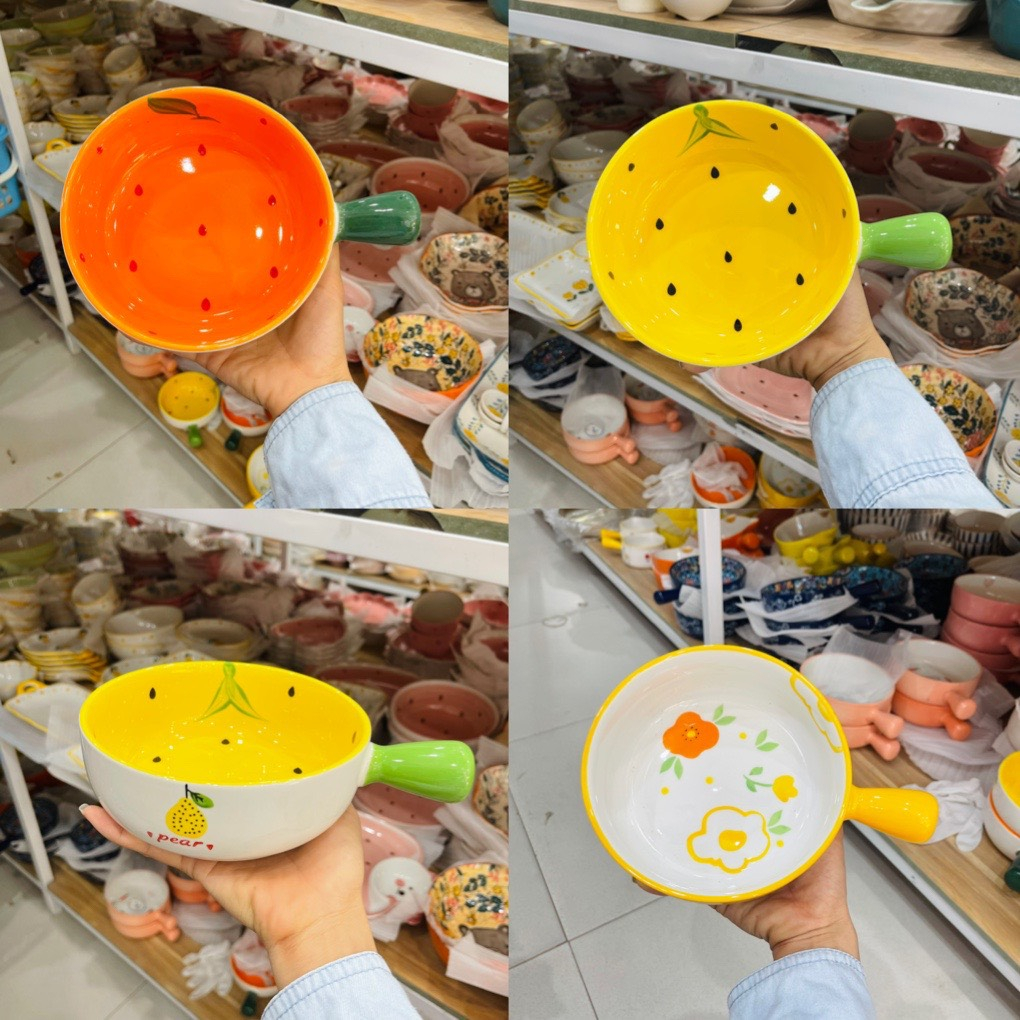 Bát sứ, Chén ăn cơm Bát đĩa decor Chảo nướng có tay cầm siêu xinh