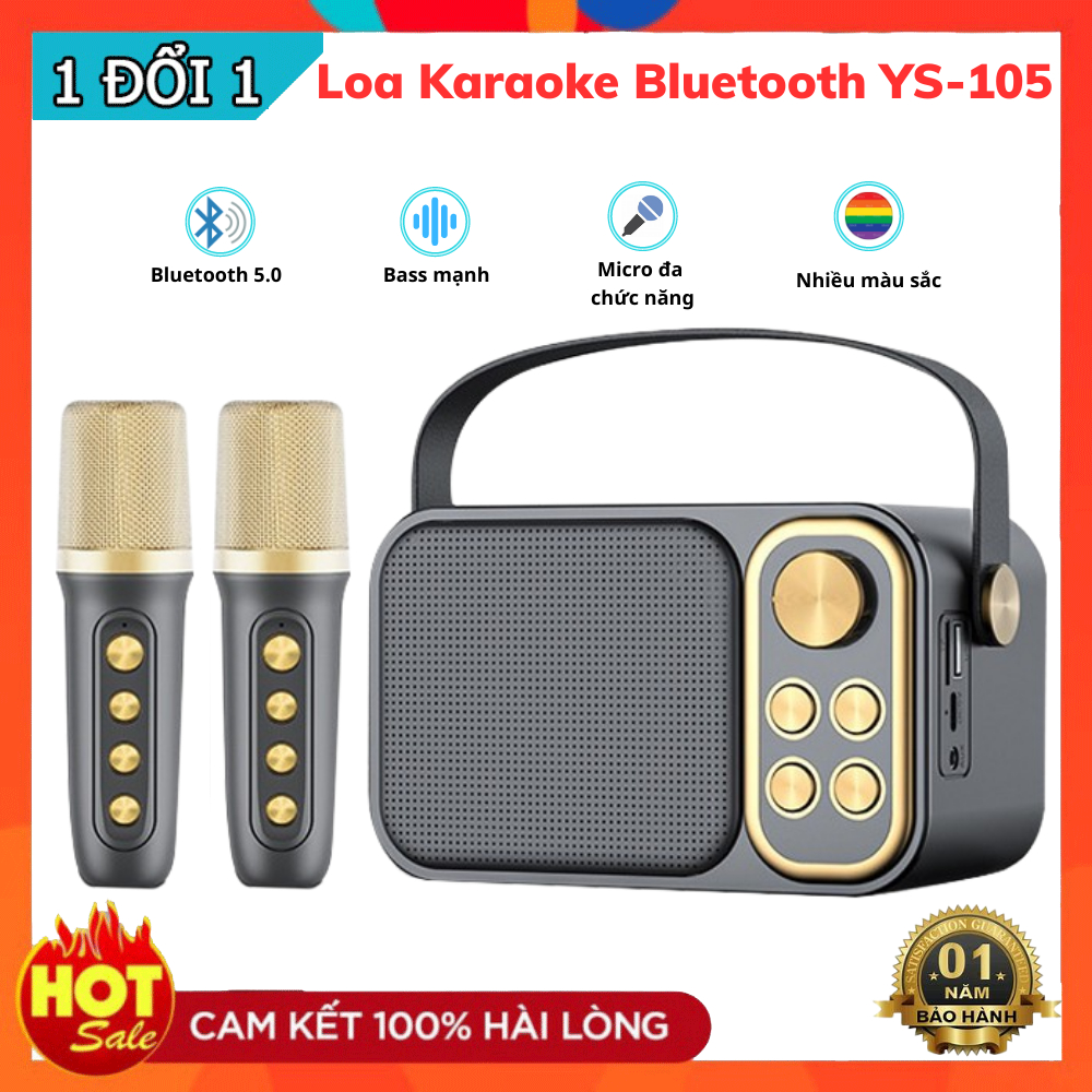 Loa Bluetooth YS-105 - Kết Nói Bluetooth 5.0 - Âm Thanh Chất Lượng Cao - Thiết Kế Nhỏ Gọn Sang Trọng - Bảo Hành 12 Tháng