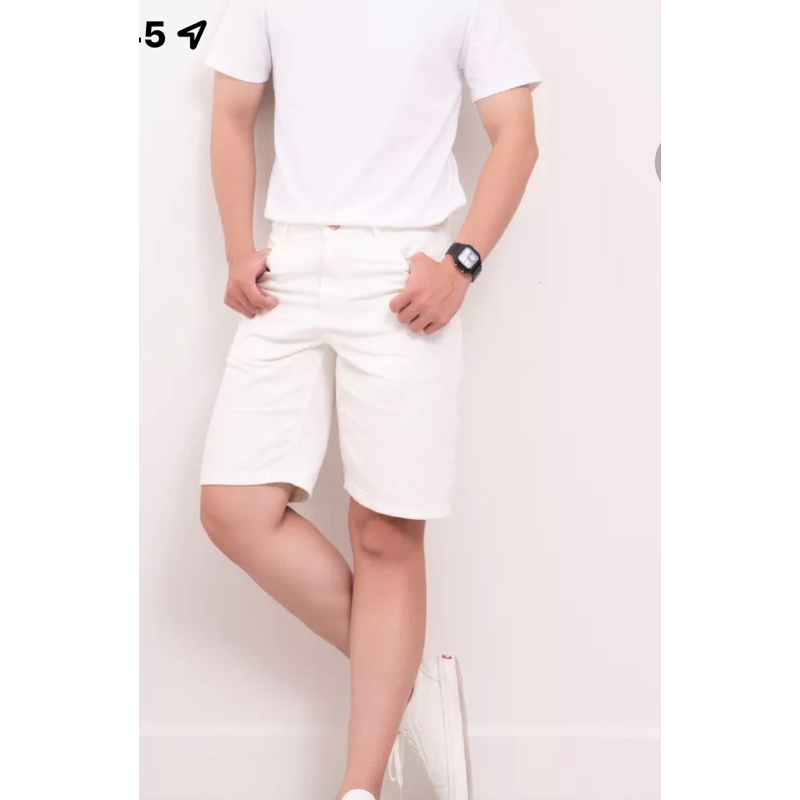 Quần đùi nam vải kaki jean trắng - Thanh lý vnxk
