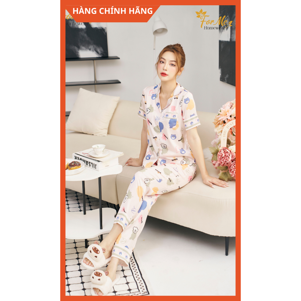 Bộ Lụa Hàn Ngắn Tay Quần Dài VÂN XANH 10, Hàng Chính Hãng ForMe Pijamas