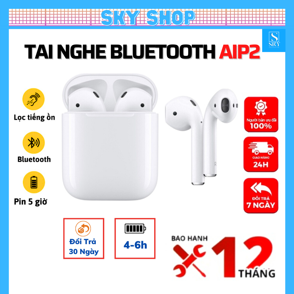 Tai nghe không dây kết nối Bluetooth A2 có thể đổi tên, cảm biến đa điểm dùng cho điện thoại táo [SKY]