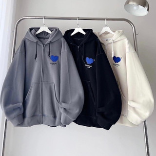 Áo khoác hoodie nỉ bông unisex trái tim