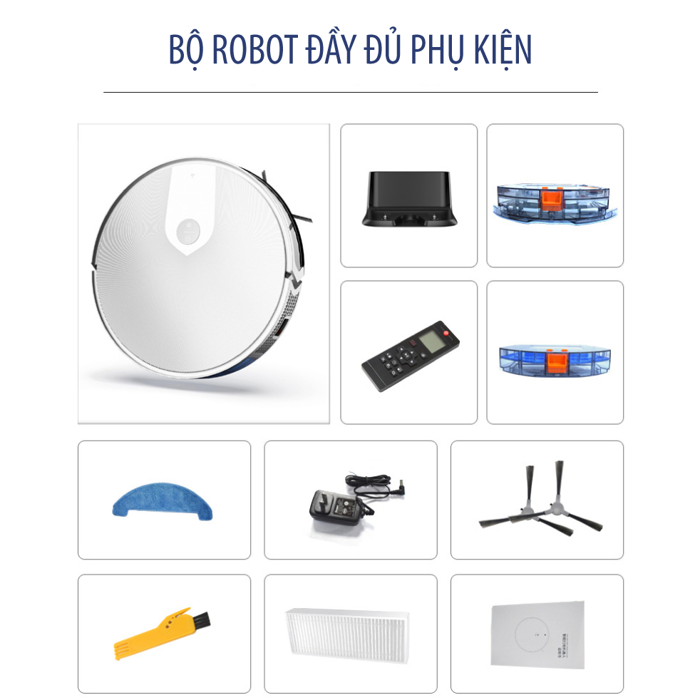 Robot hút bụi lau nhà Kaw - Hàng Chính Hãng, Lực Hút 3200Pa, Dung Lượng Pin 2300mAh | BigBuy360 - bigbuy360.vn