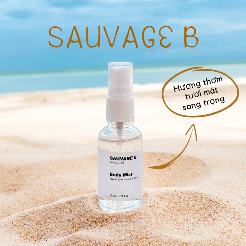 Body mist nam nữ hương nước hoa Sauvage B, xịt thơm body mist mini hương thơm sang trọng 30mL