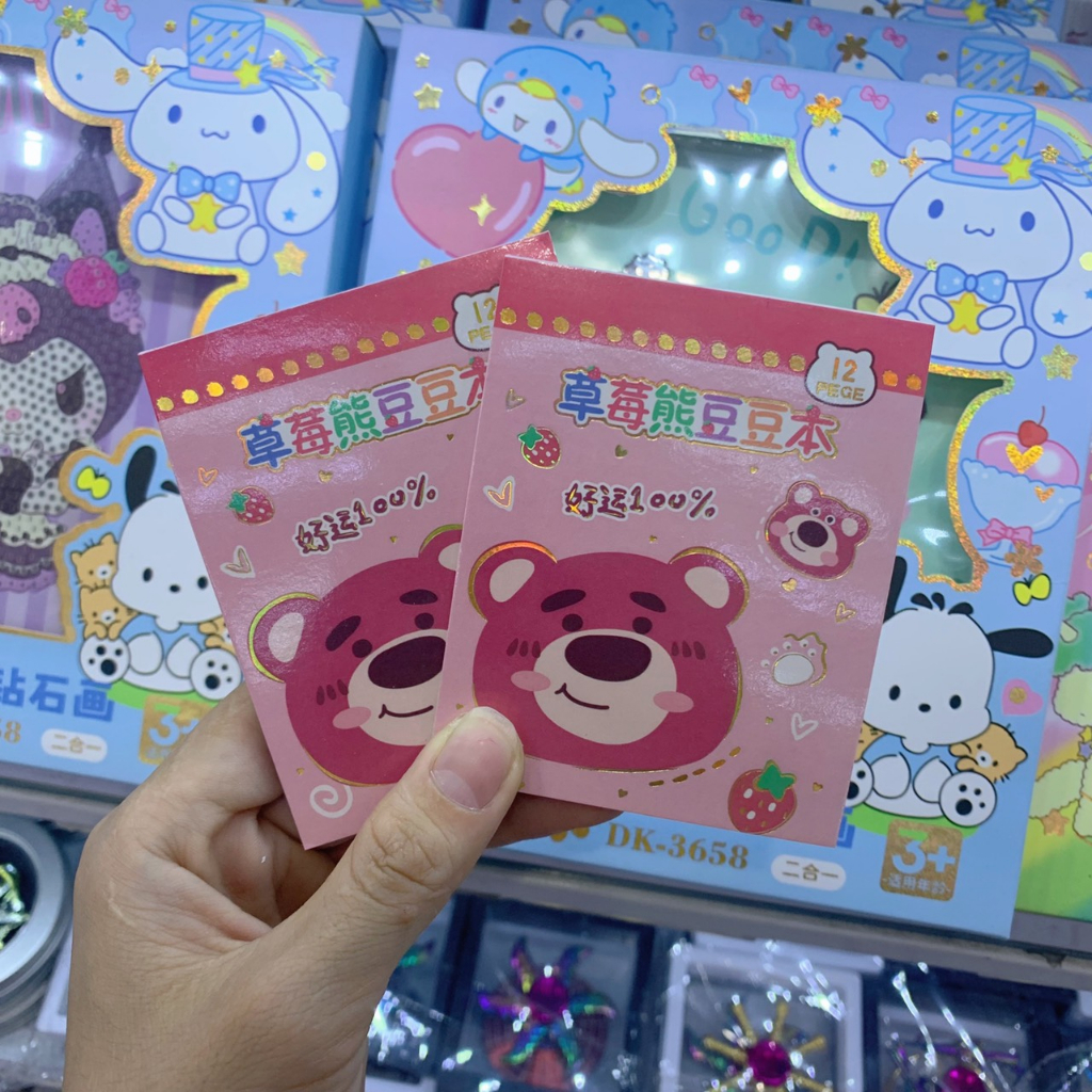Sổ Hình Dán Sticker Gấu Dâu Lotso Size Nhỏ 12 Tờ Siêu Cute Trang Trí Sổ Tay Góc Học Tập