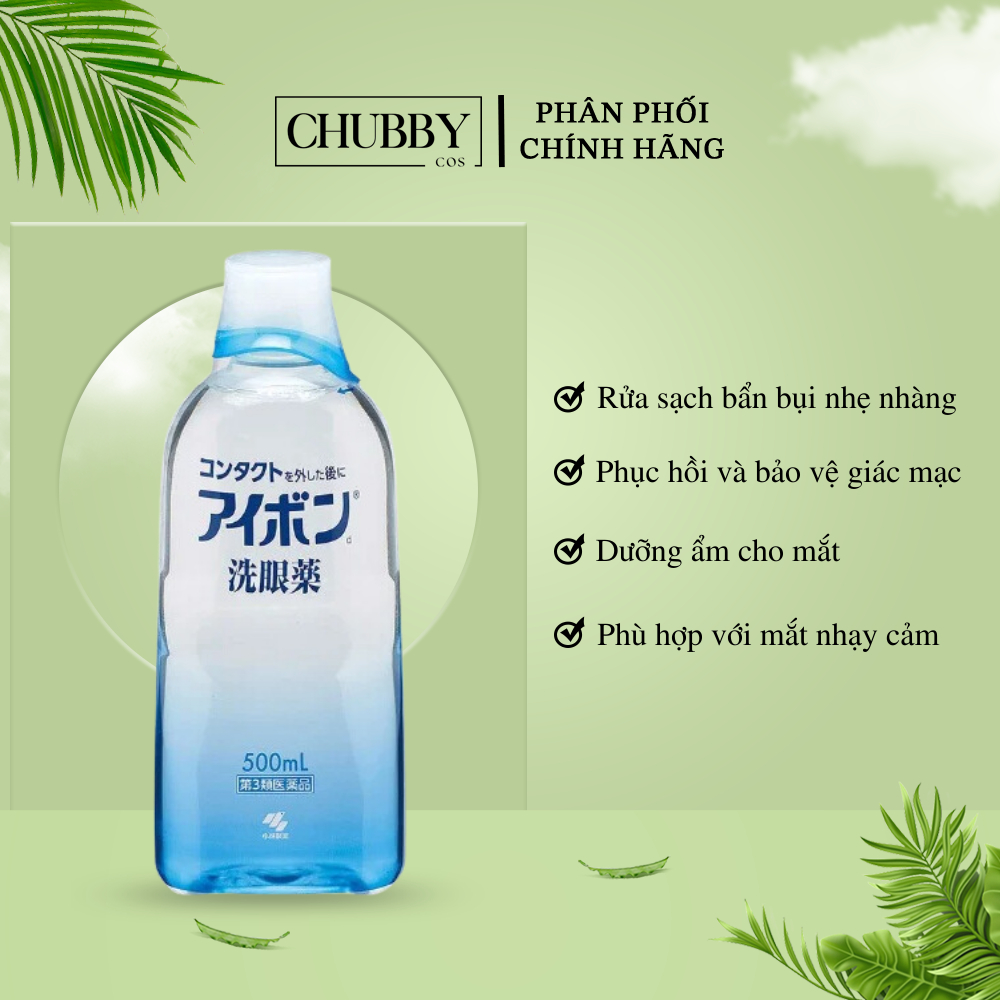Nước Rửa Mắt Eyebon W Vitamin Kobayashi Nhật Bản Dung Tích 500Ml, Chubby Cos