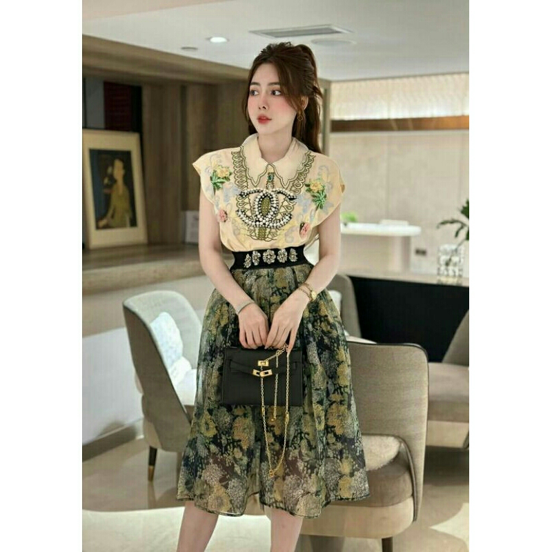 Set áo váy hoa xòe