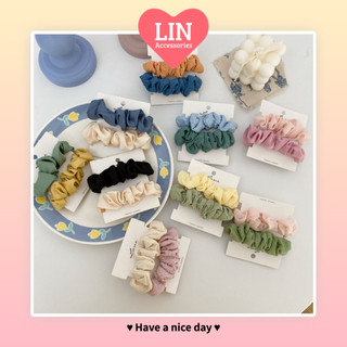 (Bộ 2 Cái) Scrunchies Cột Tóc Vải Bản Nhỏ LIN Phong Cách Hàn Quốc