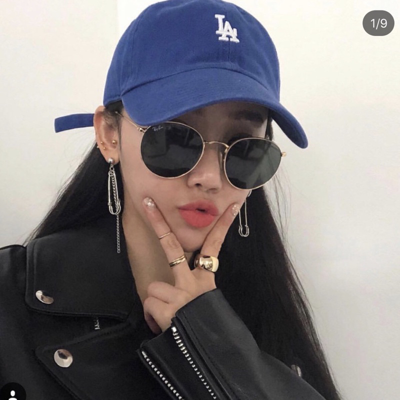 Mũ lưỡi trai MLB thêu chữ IA Unisex chất liệu vải Kaki,nón lưỡi trai Hàn Quốc