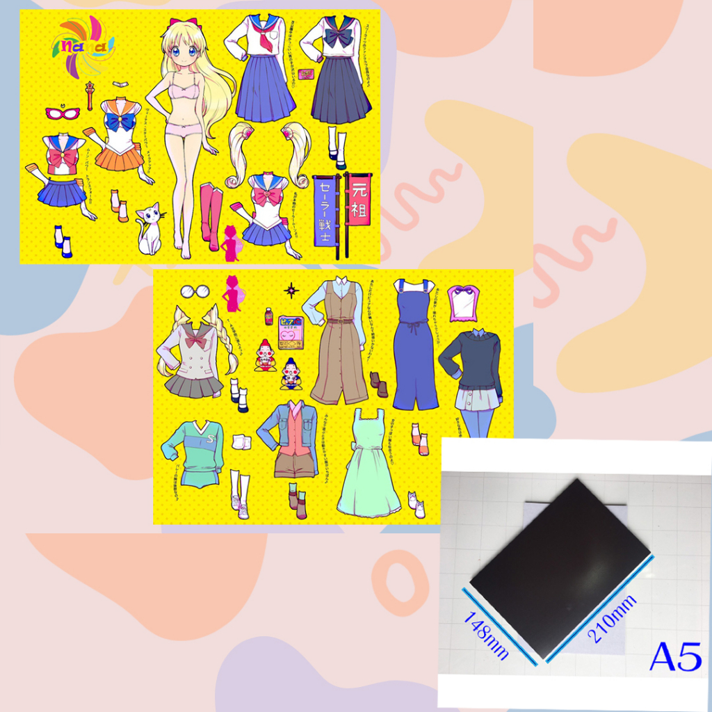 Búp bê giấy thay đồ   phong cách Nhật Bản mẫu dán nam châm cho bé Combo 2 hình siêu đáng yêu BB0027