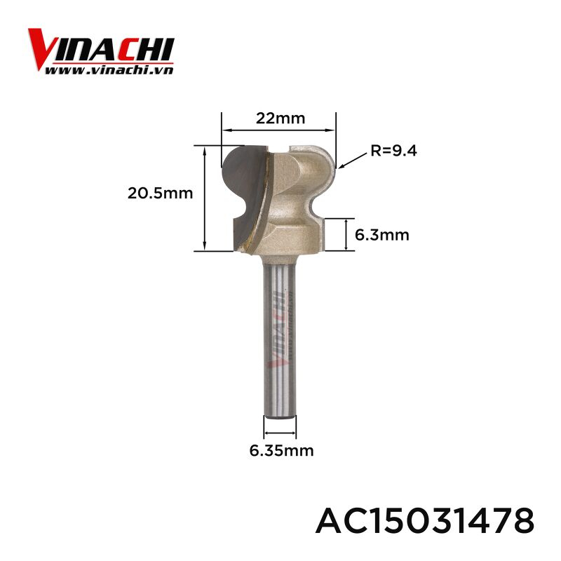 Mũi Soi Tay Nắm Âm Tideway AC1503 - Mũi phay gỗ làm tay nắm cửa tủ | Mũi soi rãnh tay nắm móc âm