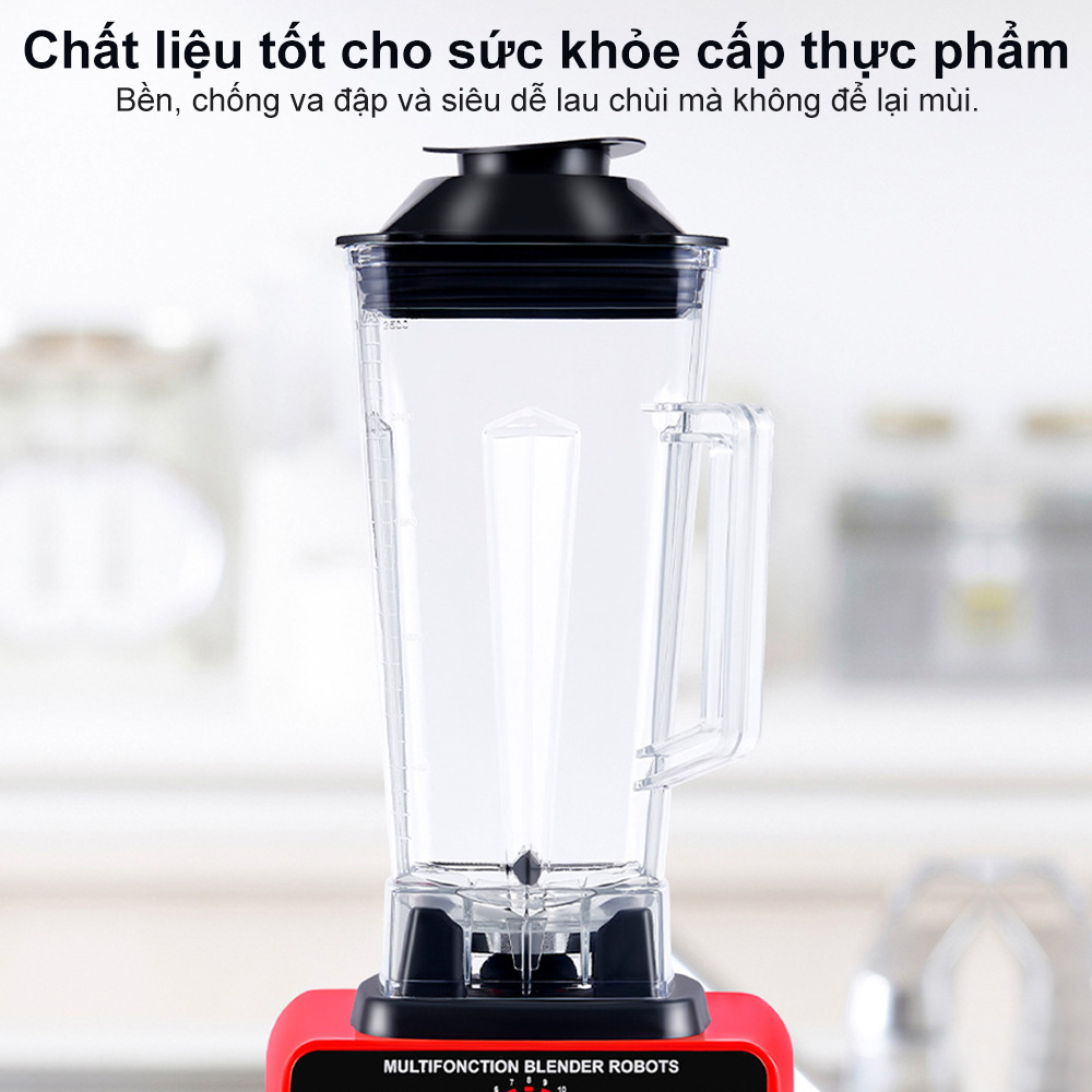 Swokii SC-1589 máy xay sinh tố công nghiệp, 4500W máy xay sinh tố đa năng, 2L máy xay sinh tố, máy say xinh tố, Với Lưỡi Thép Không Gỉ, Thích hợp cho sinh tố, thịt, trái cây và rau quả, v.v.