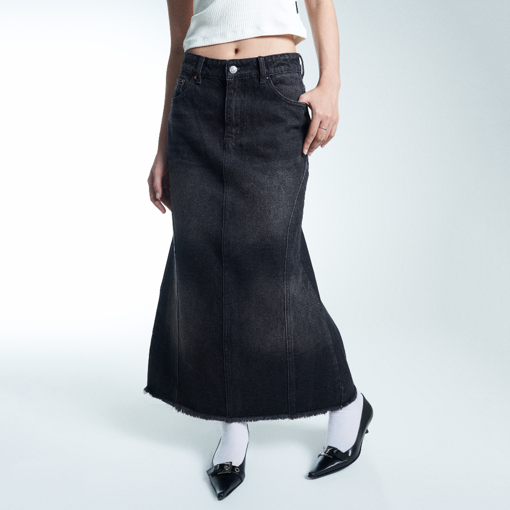 Chân Váy Jeans Form Dài PRADIES Denim Midi Skirt