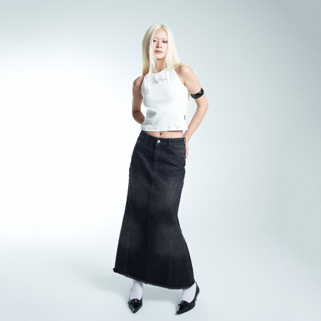 Chân Váy Jeans Form Dài PRADIES Denim Midi Skirt
