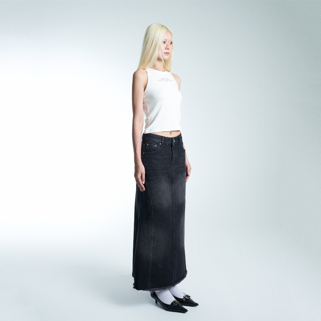 Chân Váy Jeans Form Dài PRADIES Denim Midi Skirt