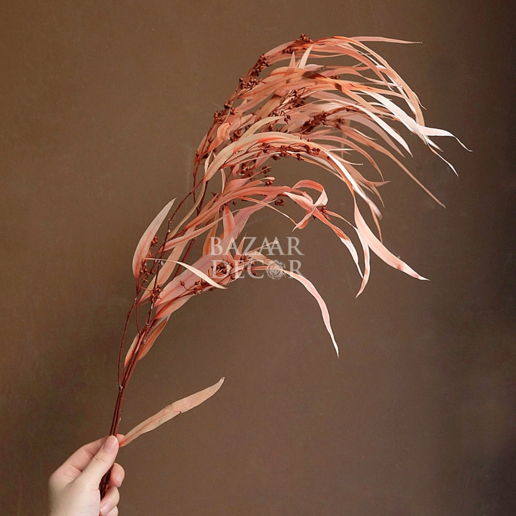 Cành lá bạch đàn sấy khô nguyên cành 60cm màu hồng tím | Hoa khô Eucalyptus
