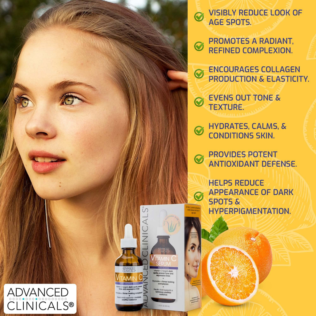Advanced Clinicals, Serum Dưỡng Sáng Da, Chống Lão Hóa Vitamin C, Anti-Aging Serum 52ml (Nội Địa Mĩ)