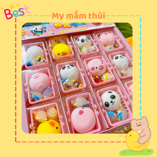 Set giỏ xách mini mochi kèm 2 móc khóa không kèm khoen dạ quang