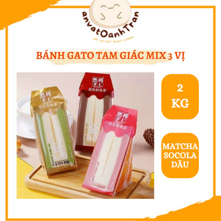 2KG BÁNH GATO TAM GIÁC - SẴN Vị Matcha - Socola - DÂU