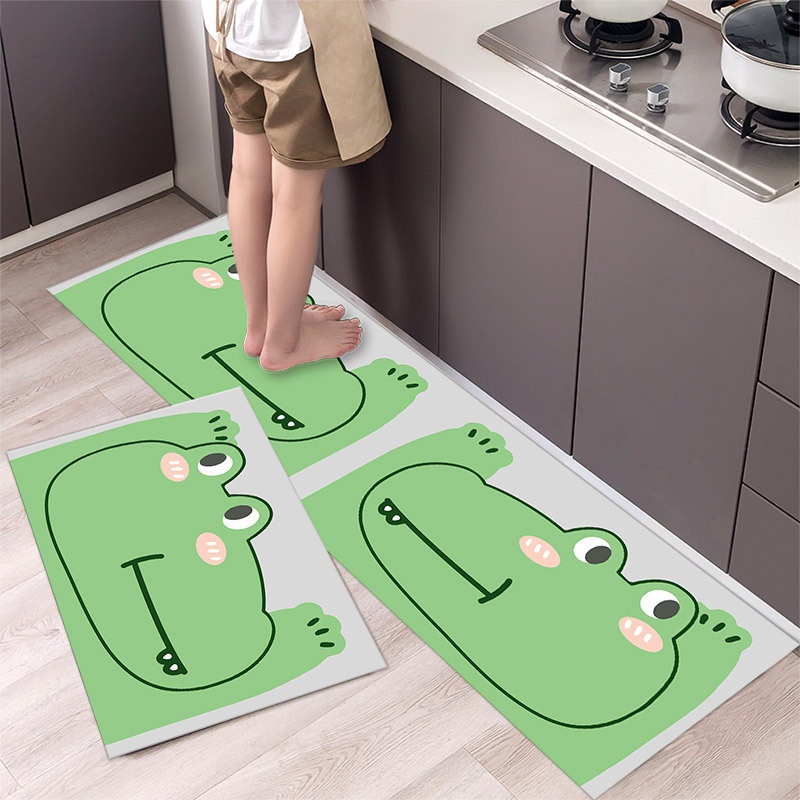 Bộ 2 Thảm Lau Chân 3D Nhà Bếp, Nhà Tắm Chống Trơn Trượt - Thảm Chùi Chân Trải Sàn Nhà Thấm Hút Nước