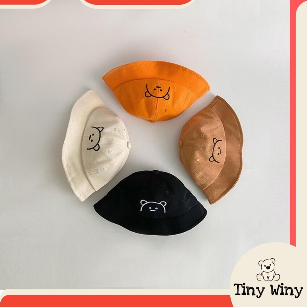 M04 - Mũ đội đầu thêu gấu vành tròn 3 màu (Nâu, Đen, Kem) cho Bé - Tiny Winy