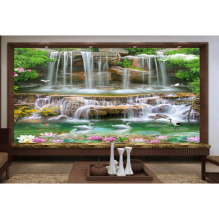 Tranh dán tường phòng khách. Tranh dán tường thác nước in công nghệ UV sắc nét. Size 60x90