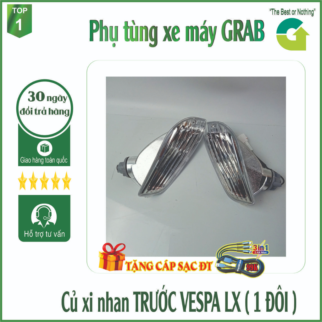 Đèn xi nhan trước xe VESPA LX 125/150 Một Cặp + Logo mặt nạ xe Vespa LX