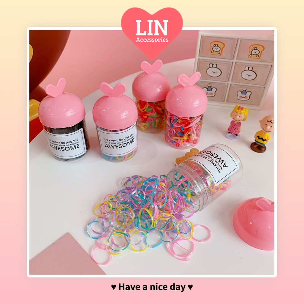 Hộp Dây Thun Cột Tóc LIN Nhiều Màu Tiện Lợi