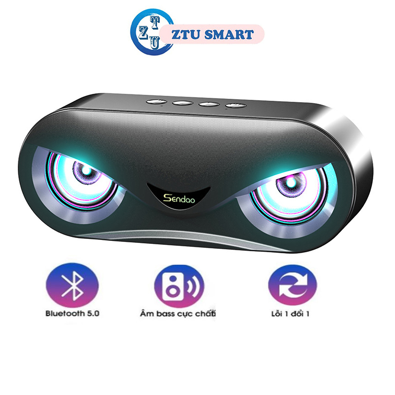 Loa bluetooth không dây ZTU SMART M06 âm thanh nổi, Đèn Led mắt cú siêu đẹp.Hỗ trợ sạc điện tiện lợi