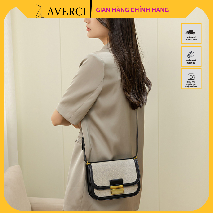 Túi Xách Nữ, Túi Đeo Chéo C.K Khoá Đàn Kiểu Dáng Tiểu Thư Size 21cm Hai Màu Đen Nâu, AVERCI, AVC323258
