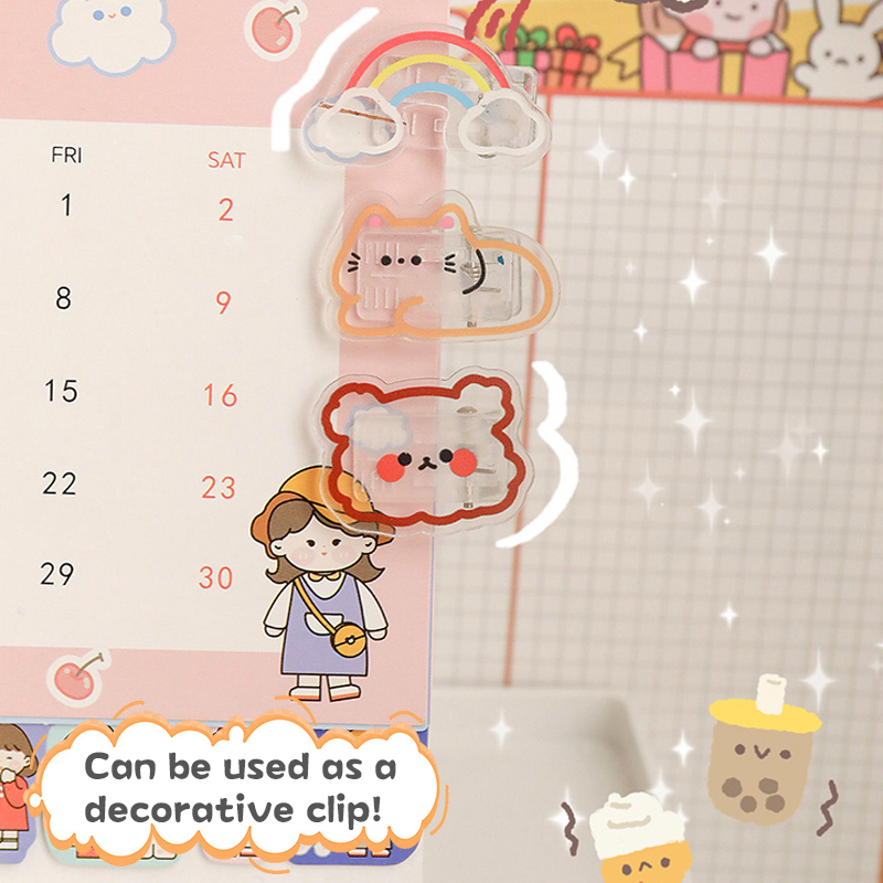 Phim hoạt hình dễ thương Kẹp acrylic Snack Niêm phong Clip Giấy kiểm tra của học sinh Kẹp gọn gàng Lưu ý Clip tin nhắn