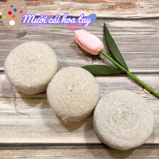 Thanh lý set 3 cuộn len mohair màu kem sợi kim tuyến 300gram mềm mại len đan móc áo nón khăn