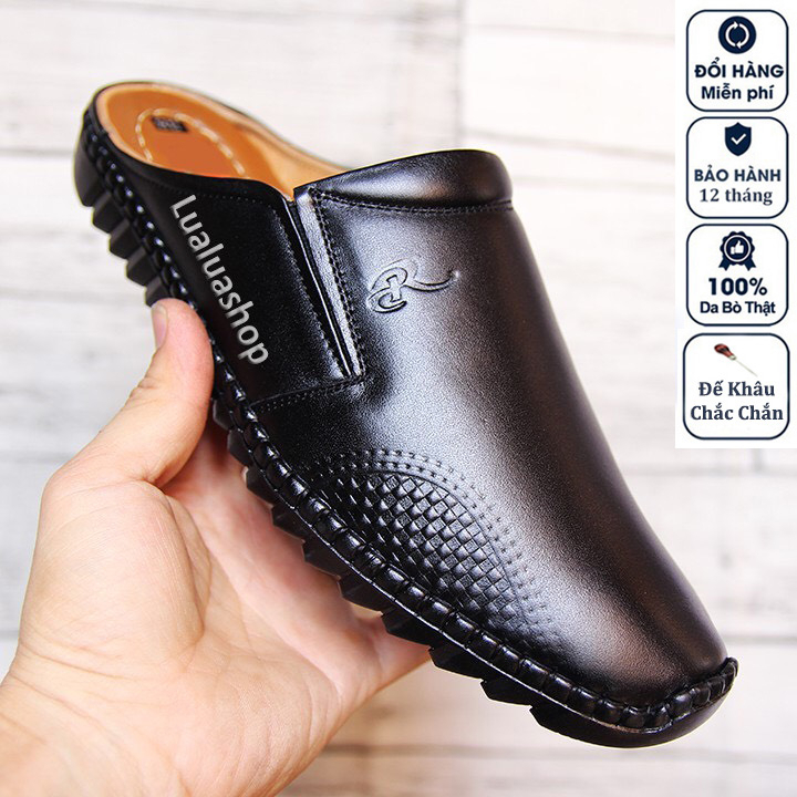 Giày sục nam da thật S34. Bảo hành 12 tháng