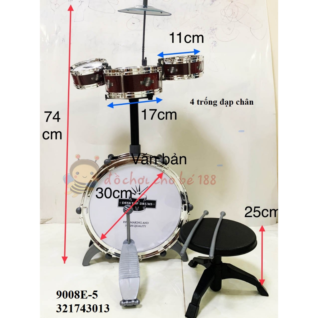Bộ trống jazz Drum Set 5 trống cho bé