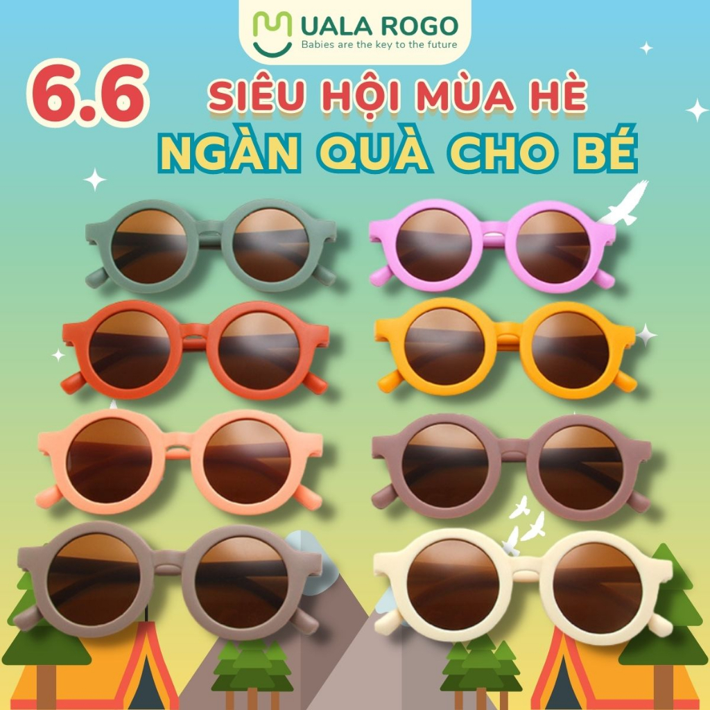Kính râm cho bé gọng tròn chống tia UV bức xạ bảo vệ mắt đi nắng chắn gió Ualarogo
