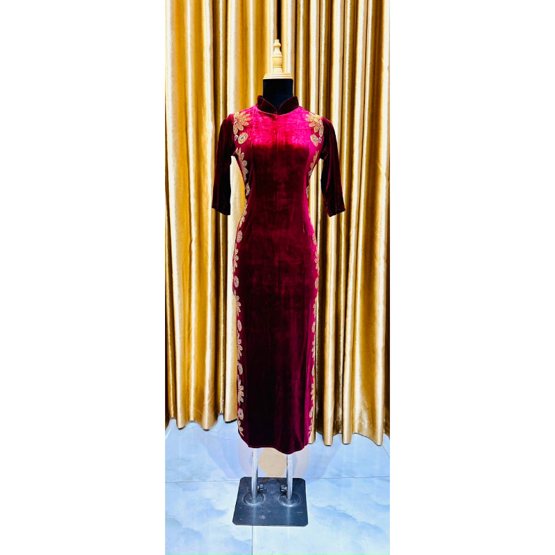 ĐẦM DẠ HỘI TRUNG NIÊN FORM BODY VẢI NHUNG M667