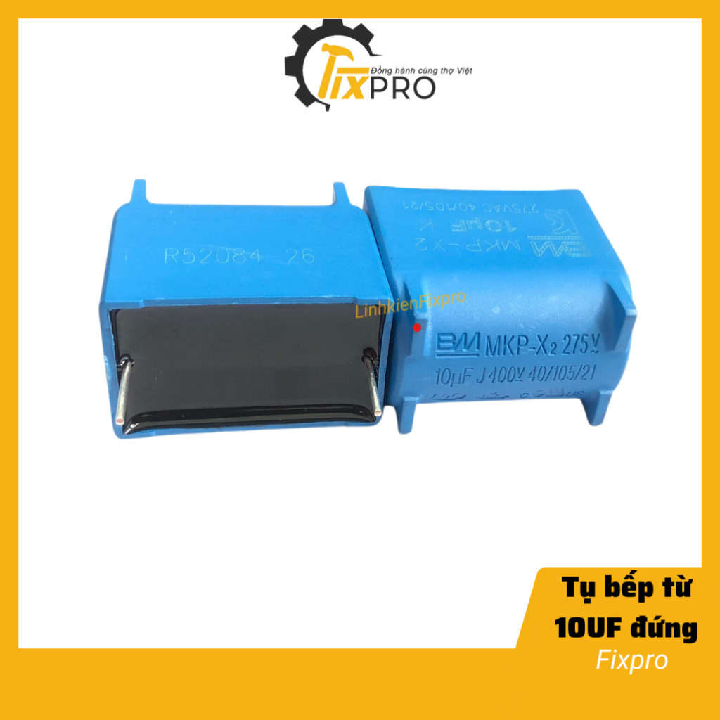 Tụ bếp từ 10UF 275VAC 400VDC  MKP-X2 đứng màu xanh chính hãng BM