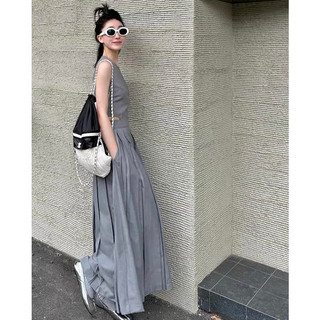 Váy ghi 3 lỗ xếp ly dài ECLIPSE CLOTHING